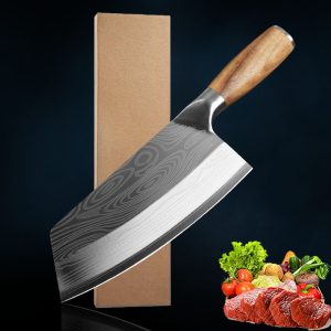 1PC Kitchen Chef Knife Stainless Filleting Knives Santoku Meat Cleaver Knife with Laser Damascus Pattern Household Cooking Tools