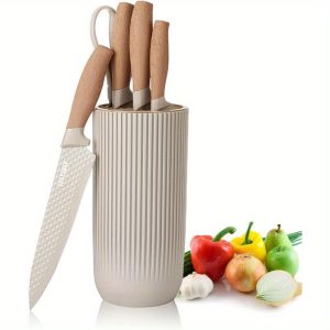 6pcs Kitchen Knife Set, Sharp Knife Set for Kitchen, Non-stick Non-slip Stainless Steel Chef Knife Set with Universal Knife Block Suitable for Home Restaurant