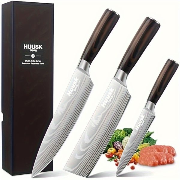 Knives From Japan Set, Japanese Chef Knife Set Professional Kitchen Knife Set, Ultra Sharp Cooking Knives Sets With Wood Handle For Home, Outdoor Camping BBQ, Gift Idea