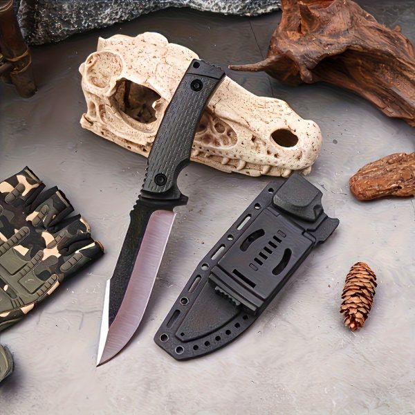 1PC Outdoor Tactical Straight Knife, Multi-purpose Knife, EDC Multi-function Knife, Fixed Blade Straight Knife With Scabbard, Field Survival Straight Knife, 7Cr17Mov Blade, Safe And Reliable, For Fishing, Hiking, Life, Men And Women Gifts