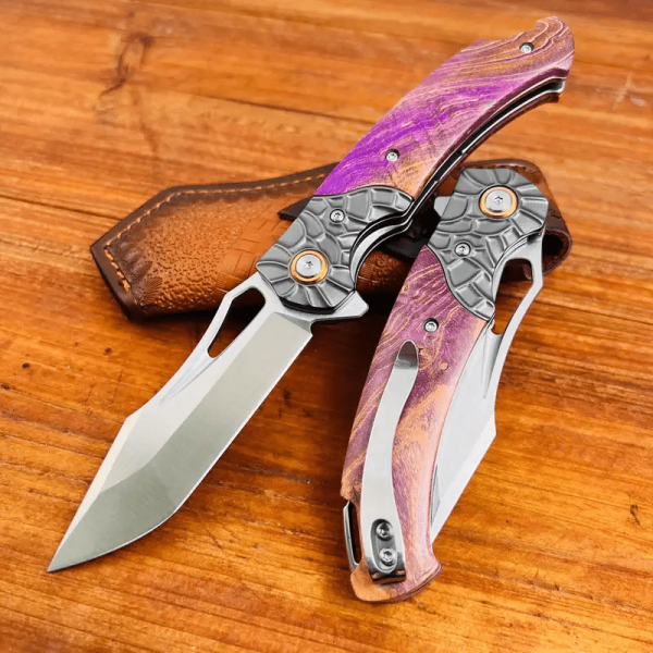 1pc Pink Doughnut Outdoor Folding Knife High Hardness Survival Fruit Knife Portable Sharp Folding Knife Outdoor Camping Hiking Kitchen Knife