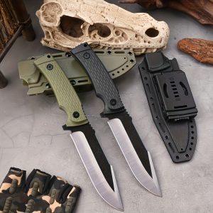 1pcs, Fixed Blade Straight Knife With Scabbard, Field Survival Straight Knife Long 7CR15 Steel High Hardness Knife With Scabbard, Safe And Reliable, For Men And Women