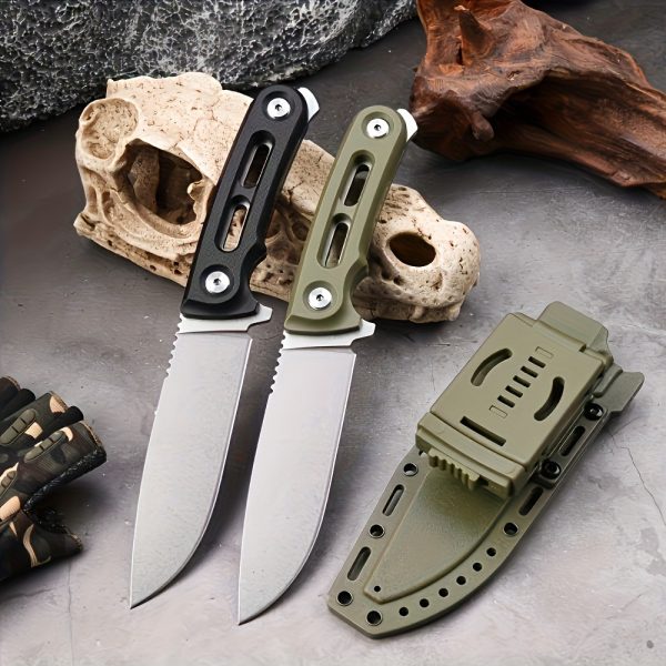 1pcs, Outdoor Straight Knife, Multi-purpose Knife, Fixed Blade Straight Knife With Scabbard, Field Survival Straight Knife Long 7CR15 Steel High Hardness Knife With Scabbard, Safe And Reliable, For Men And Women