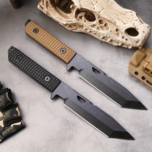 1pc Heavy-Duty Tactical Straight Knife with Scabbard, 6mm Thick Blade, 7Cr17Mov Steel, Outdoor Camping, Hiking, Mountaineering Knife